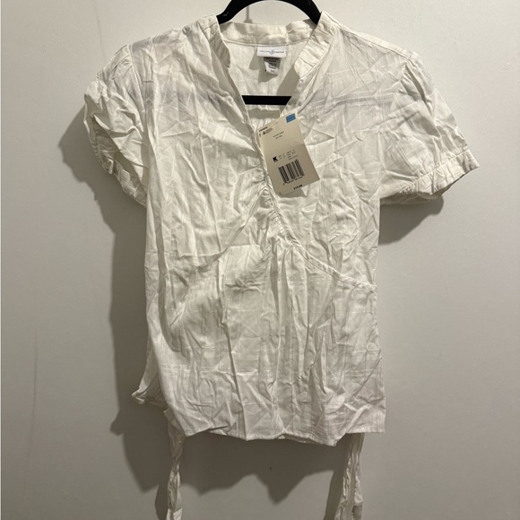 Jaclyn Smith Elegant White Tie-Front Blouse - Picture 5 of 6